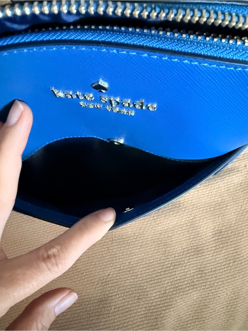 NWT Kate Spade Staci Sapphire Blue Saffiano Leather Backpack Purse - Picture 6 of 7